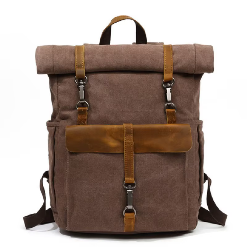 Vintage toile cuir sacs à dos voyage sac à dos pour ordinateur portable sacs d'école pour adolescent
