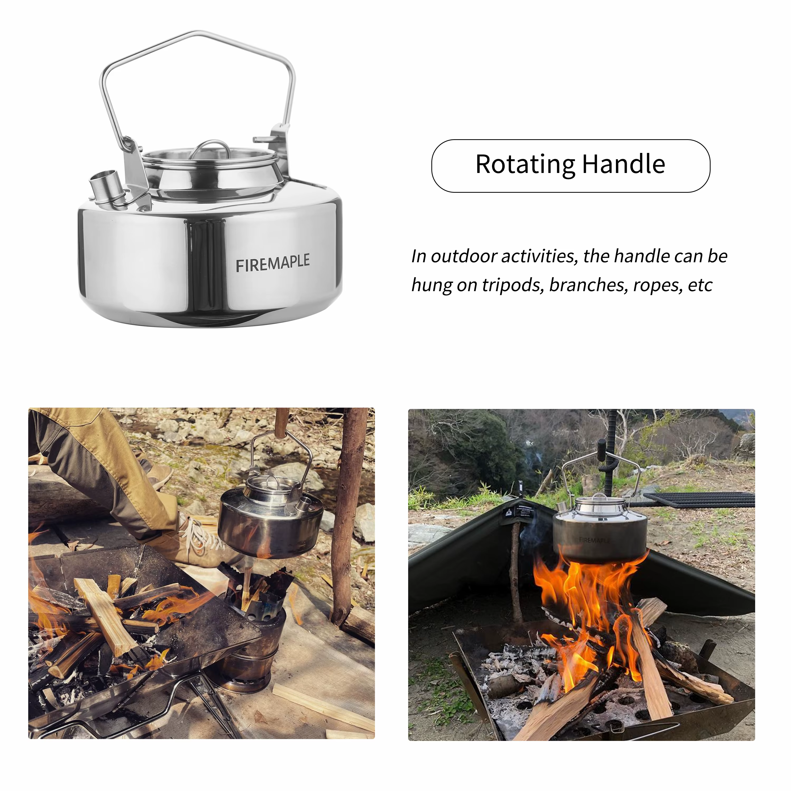 Fire Maple-Bouilloire de camping en acier inoxydable, théière durable, sac à dos extérieur, Bushcraf