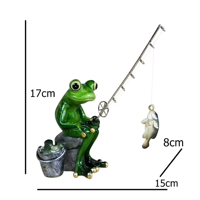 Grenouille de pêche l'inventaire en résine, figurine de pêcheur, animal de jardin, passe-temps en pl