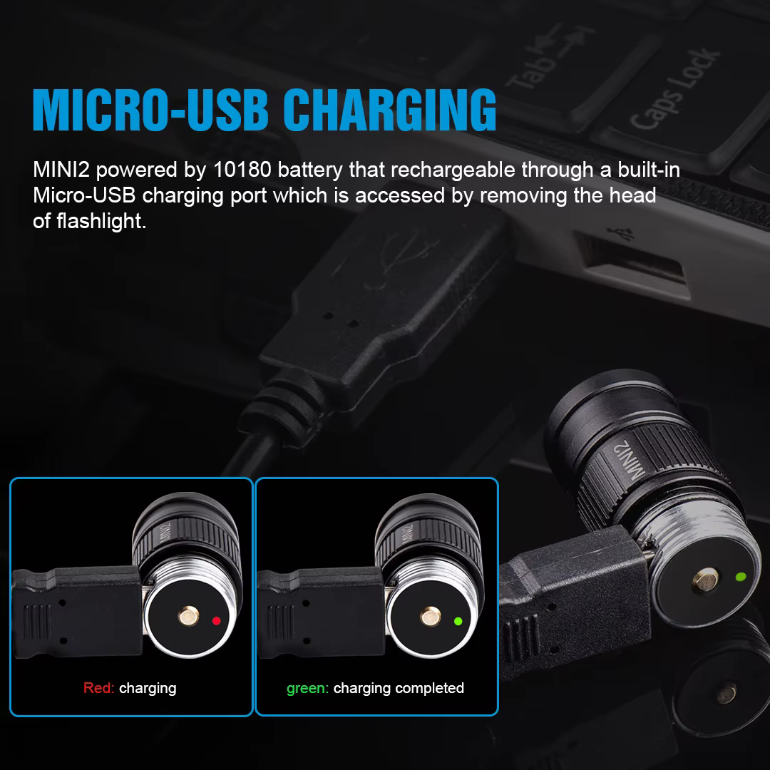 Trustfire Mini2 Mini lampe de poche LED rechargeable 220 Lumen EDC porte-clés USB Mini torche 2 Mode