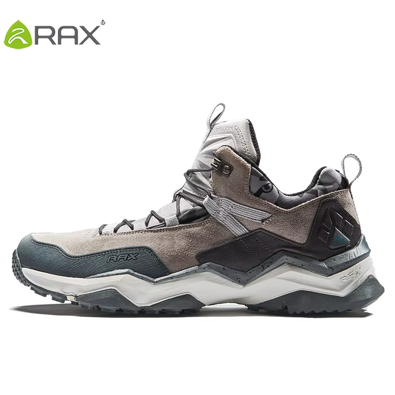 RAX hommes chaussures de randonnée mi-haut imperméable en plein air Sneaker hommes en cuir Trekking 