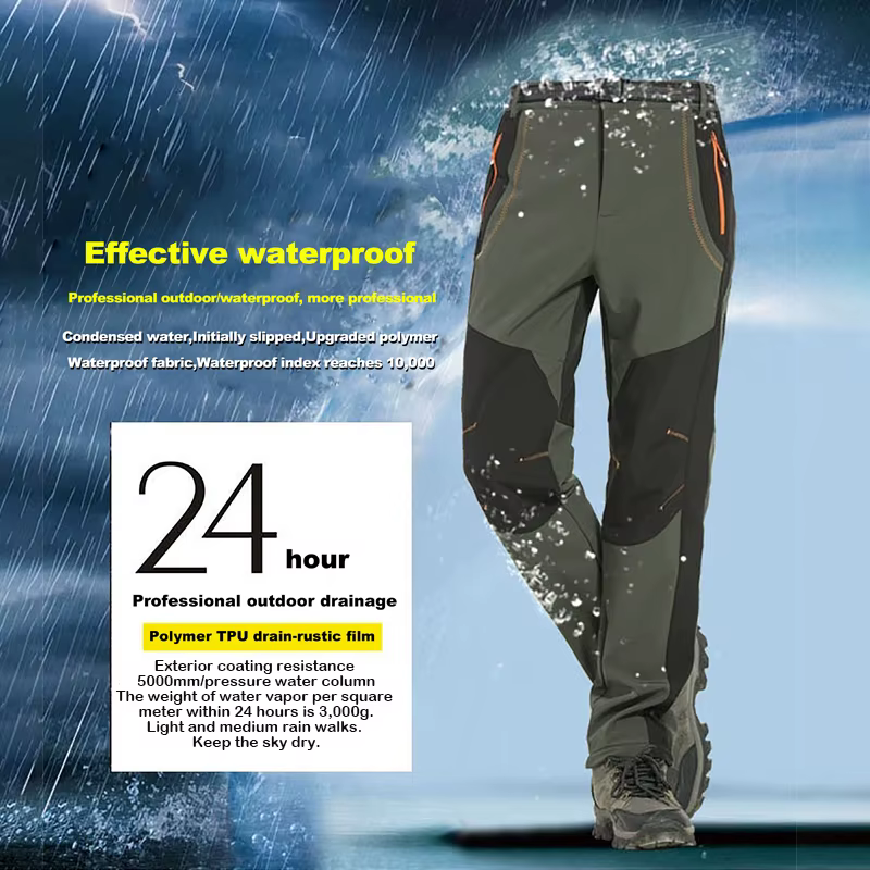 LNGXO – pantalon de randonnée en molleton épais et chaud pour homme, imperméable, coupe-vent, extéri