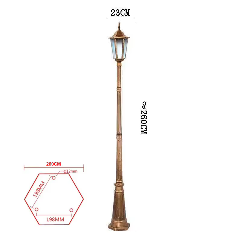 Lampadaire de jardin rétro de style européen, résistant à la rouille, pour villa et jardin, extérieu