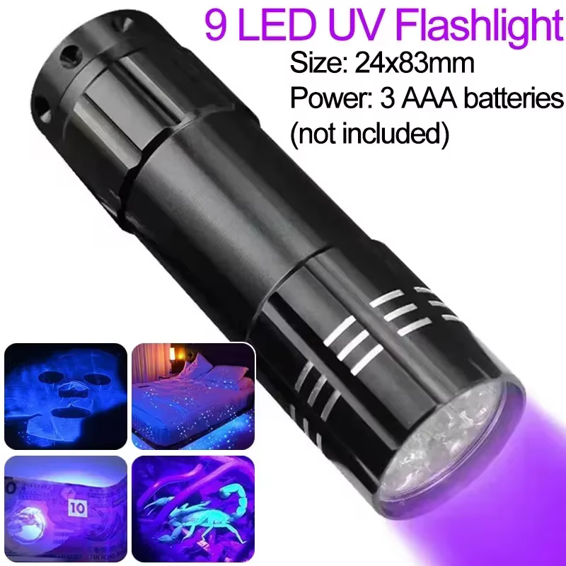 Lampe de poche UV LED Portable, torche Ultraviolette Zoomable 395/365nm, lampe d'inspection étanche,