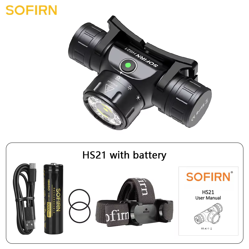 Sofirn HS21 SFT40 LED 2000lm lampe frontale rouge 18650 USB C lampe de poche Rechargeable phare puis