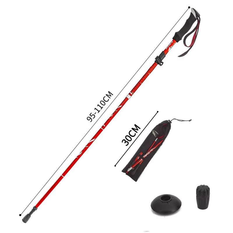 Bâton de randonnée pliable portable d'extérieur, bâton de marche antidérapant, canne télescopique, é