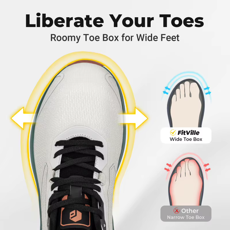 Chaussures de marche pour hommes Fitville, design large, baskets, chaussures de tennis amorties, cha