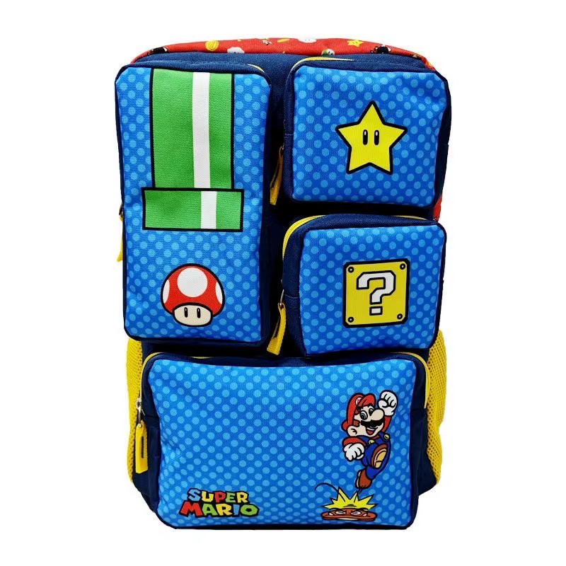 Sac à dos Mario de dessin animé, cartable mignon pour enfants, grande capacité, sac de voyage multi-