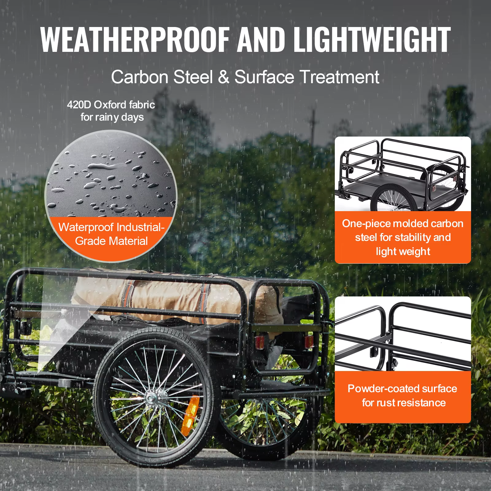 SucceBuy 160 lbs remorque de chargement de vélo chariot de vélo de rangement pliable avec roues de 1