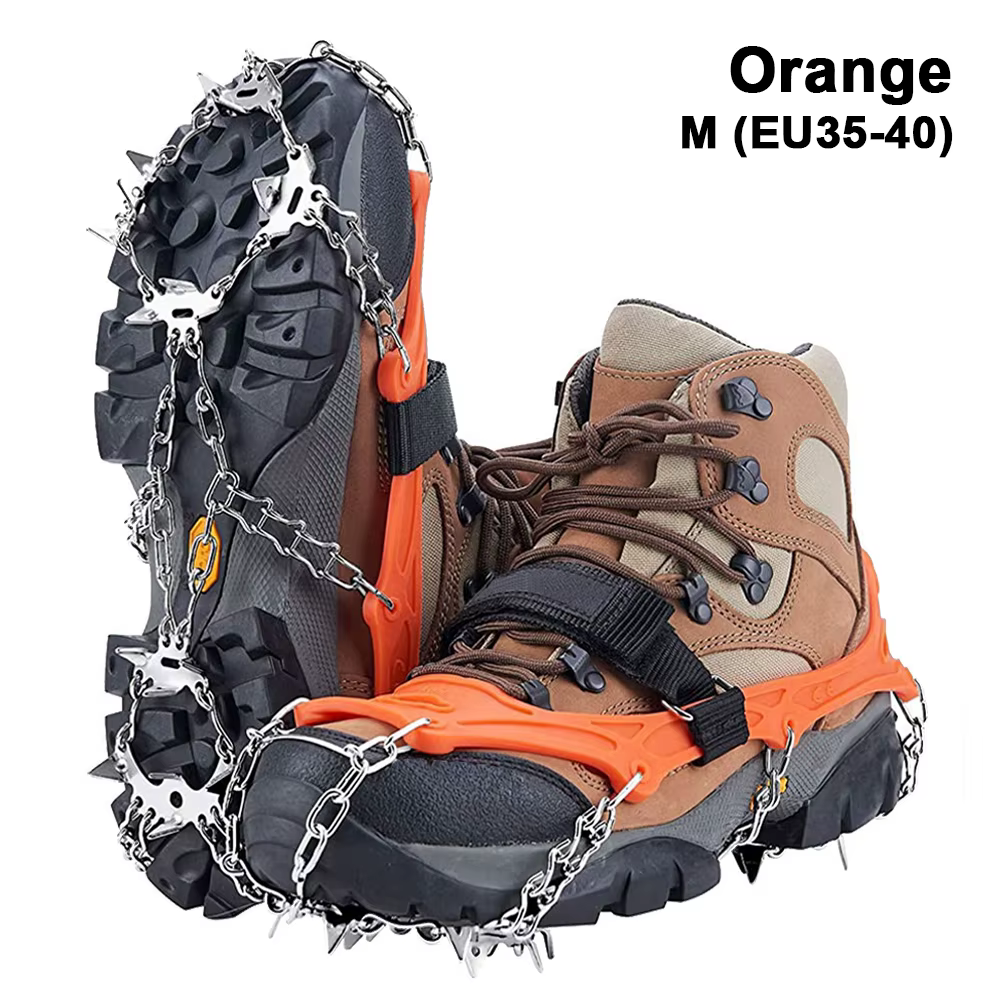 Crampons chaussures 19 pointes glace neige pince chaussures Camping anti-dérapant escalade protéger 
