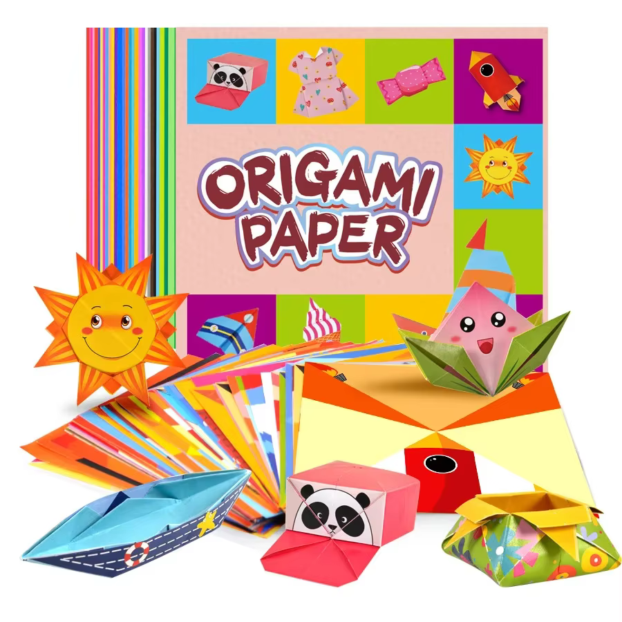 Kit créatif en papier Origami, 54 feuilles double face avec livret d'instructions, artisanat éducati