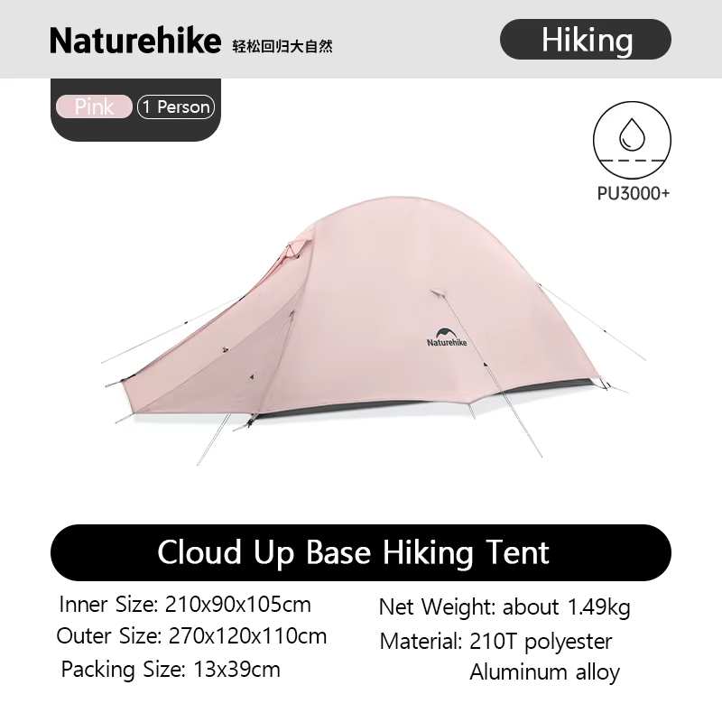 Tente de randonnée Naturehike 2026, nouvelle tente imperméable avec grand foyer, rose, pour 1 à 2 pe