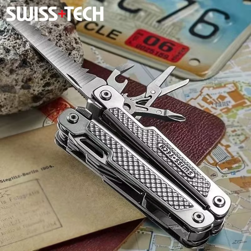 SWISS TECH – couteau de poche multi-outils 15 en 1 pour l'extérieur, fournitures de Camping EDC surv