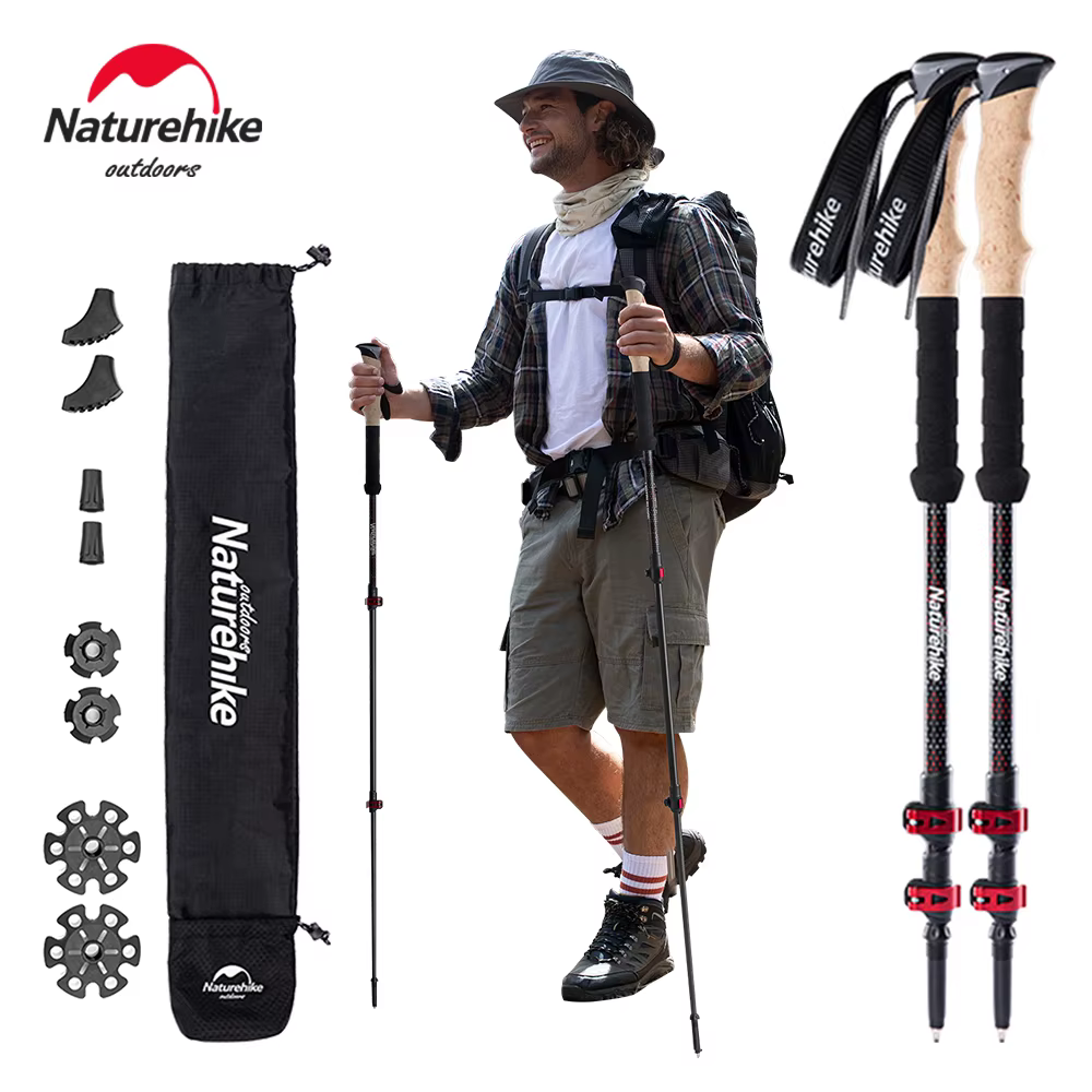 Natureifa-Bâtons de trekking ultralégers portables, anciers de marche nordique, extérieur, télescopi