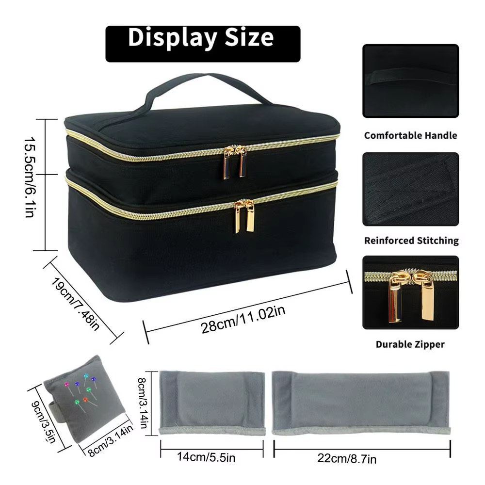 Boîte à couture, organisateur de sac à couture avec panier Double couche, étui de rangement étanche 