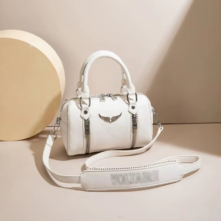 Sac à langer vintage en cuir classique pour femme – Élégant sac de banlieue couleur unie – Le meille