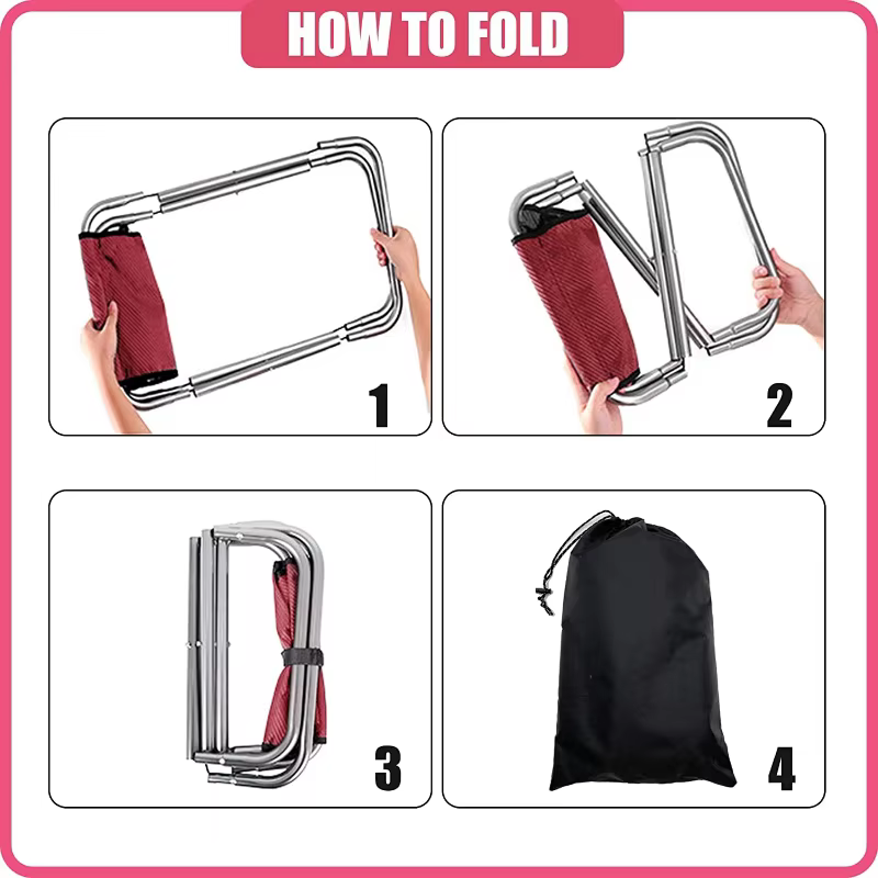 Siège de tabouret léger en alliage d'aluminium pliant portable avec sac de transport, 16 "de haut, p