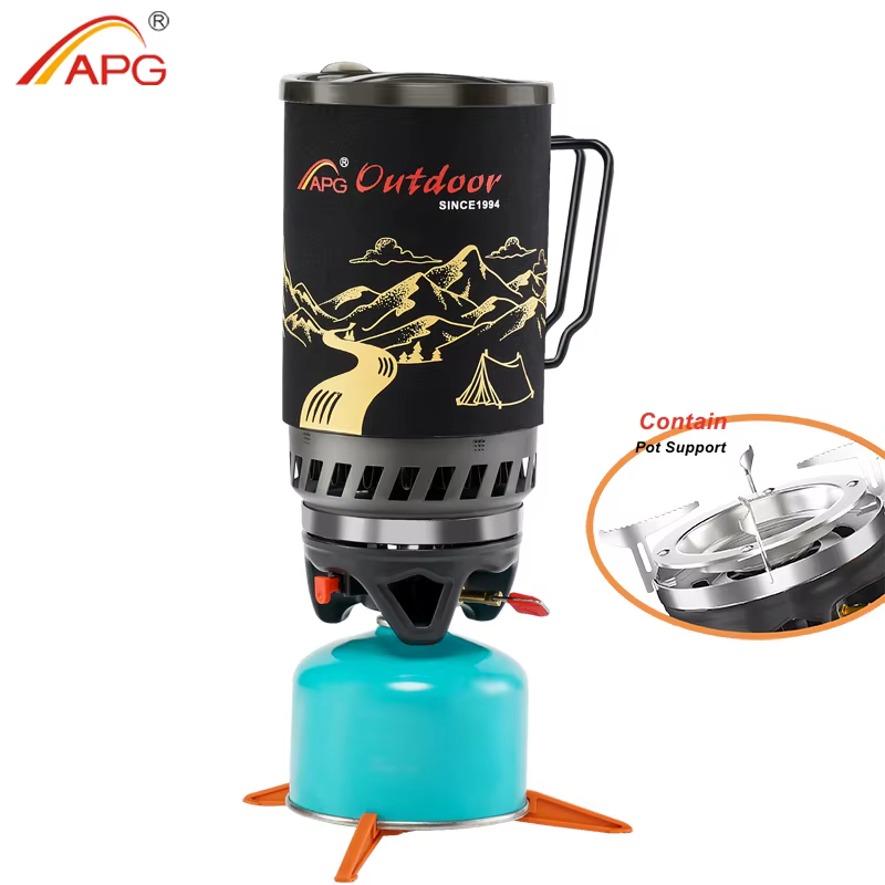 APG Portable 1400ml système de cuisson randonnée en plein air Camping poêle échangeur de chaleur Pot