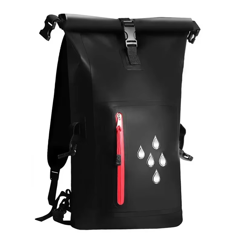 Sac à dos étanche avec fermeture à roulettes robuste, sac de natation avec poche frontale à fermetur