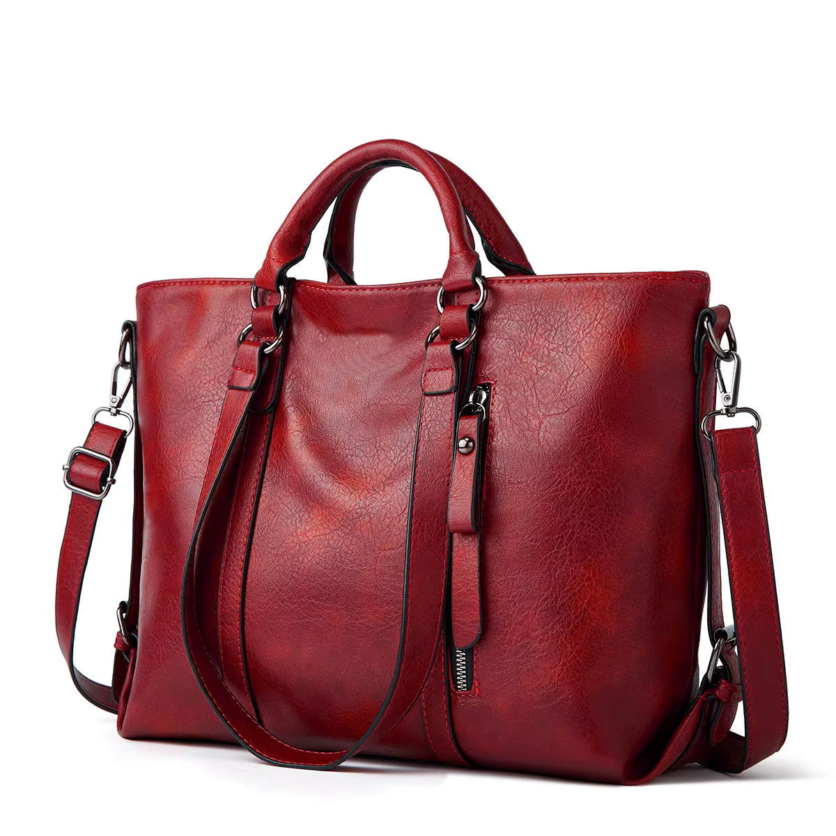Sac à main de travail en cuir PU rétro de 14 pouces et design multi-poches, adapté au sac d'ordinate