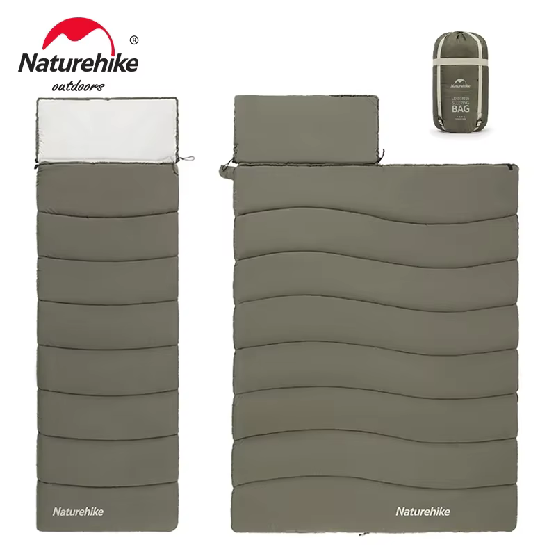 Natureifa-Sac de couchage en coton ultraléger LD, camping, hiver, été, épissable, 2 en 1, double