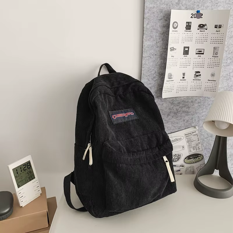 Vintage garçon fille velours côtelé vert sac d'école hommes femmes ordinateur portable collège sac à