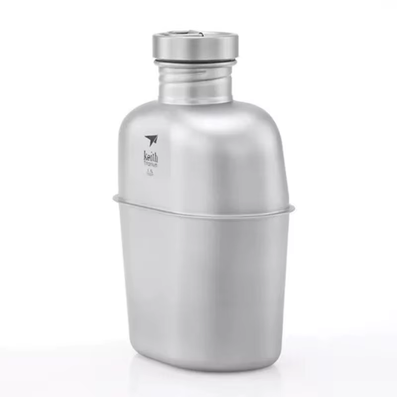 Pamono-Ensemble de bouteilles d'eau militaires en titane Ti3060, kit de cantine de randonnée, poudre
