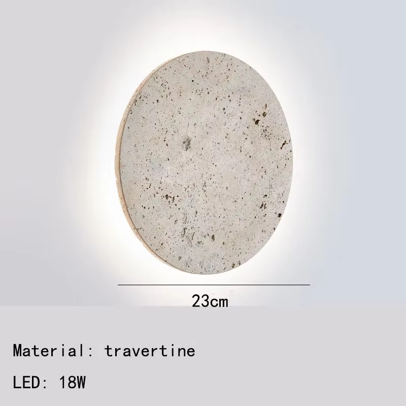Applique Murale Ronde en Pierre Naturelle de 28/30cm, Luminaire Décoratif d'Nik, Idéal pour une Sall