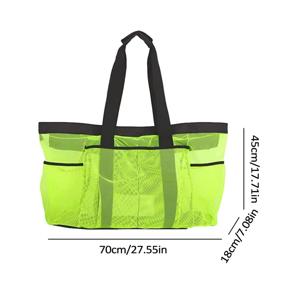 Respzed-Fourre-tout de plage avec poches en maille, grand sac fourre-tout de plage, sac de serviette