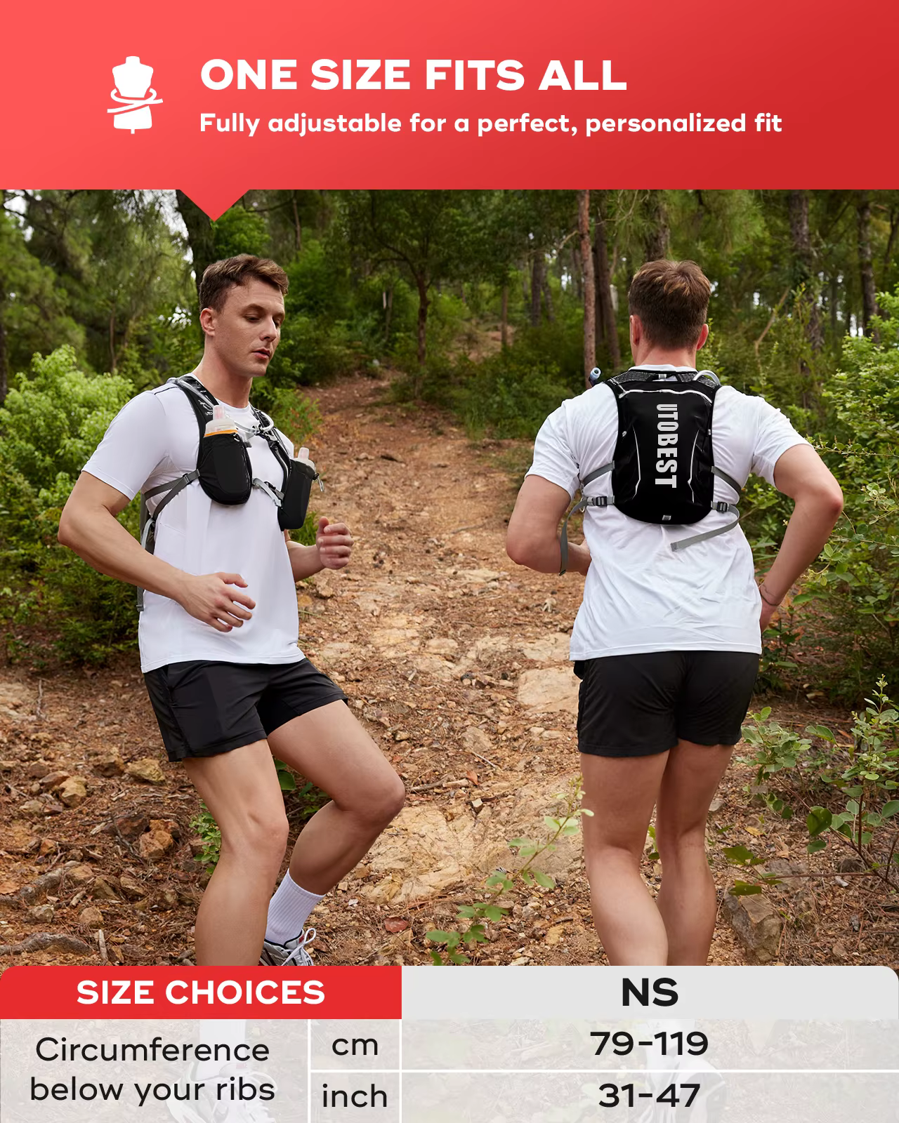 UTOBEST-Sac à dos de course sur sentier avec glaçage d'hydratation ultra léger, vessie d'eau de 1,5 
