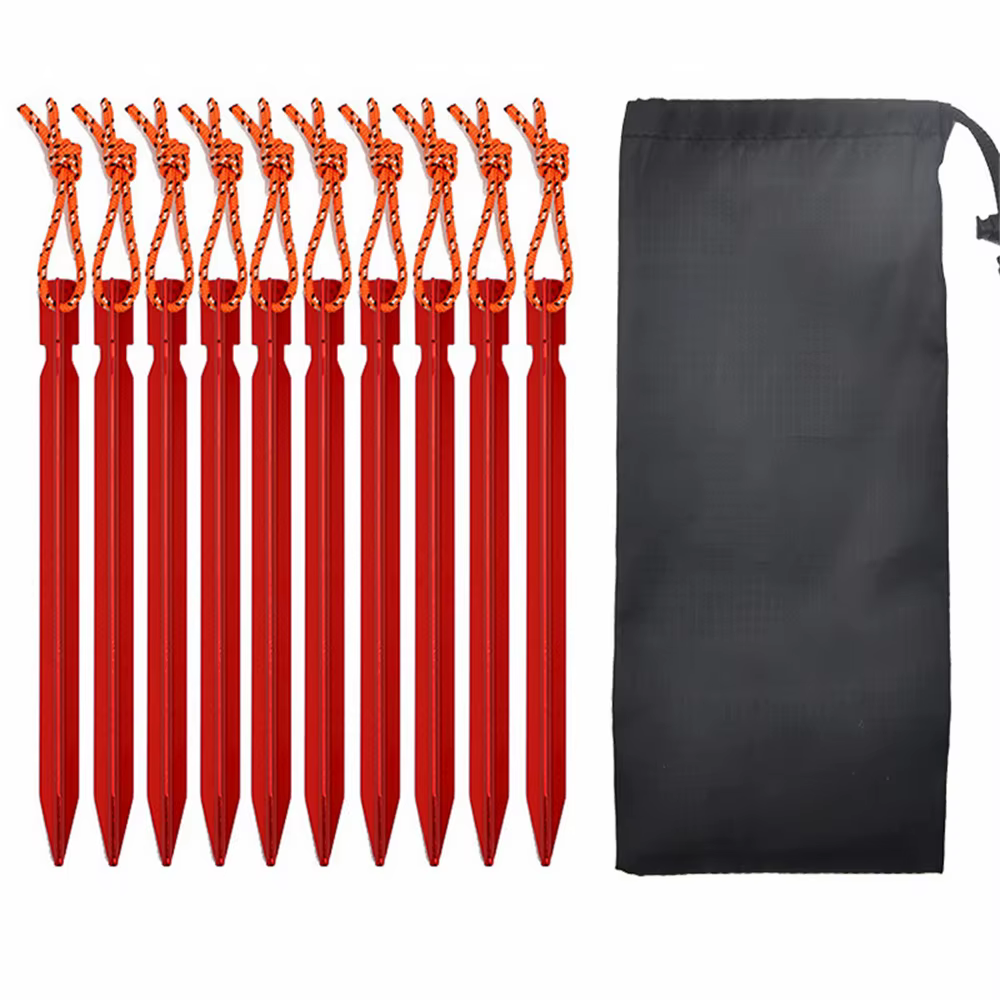 1 ensemble de piquets de tente en alliage d'aluminium, clous, piquets, cordes, accessoires de tente