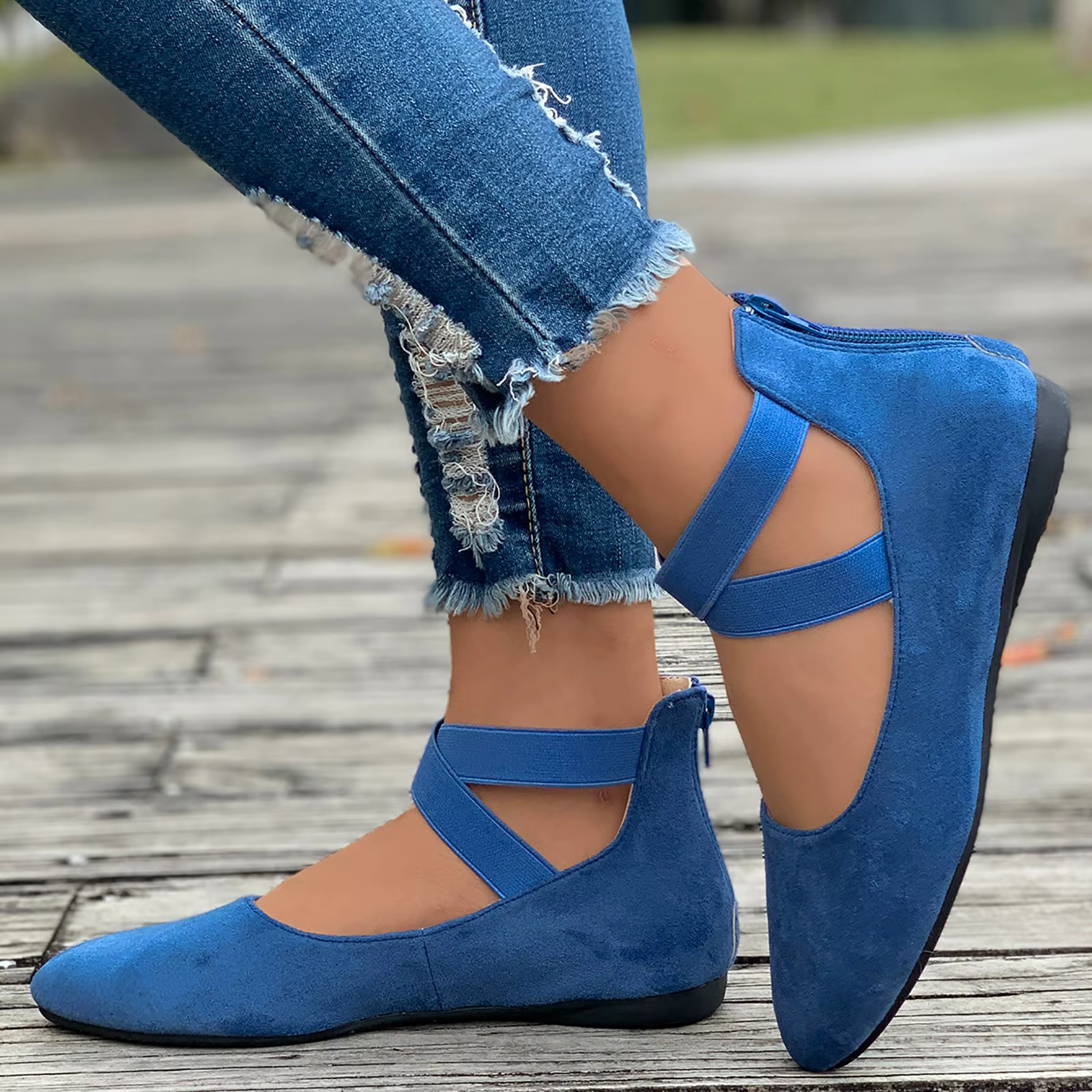Chaussures plates floquées creuses pour femmes, Parker rond, chaussures à semelle souple, chaussures