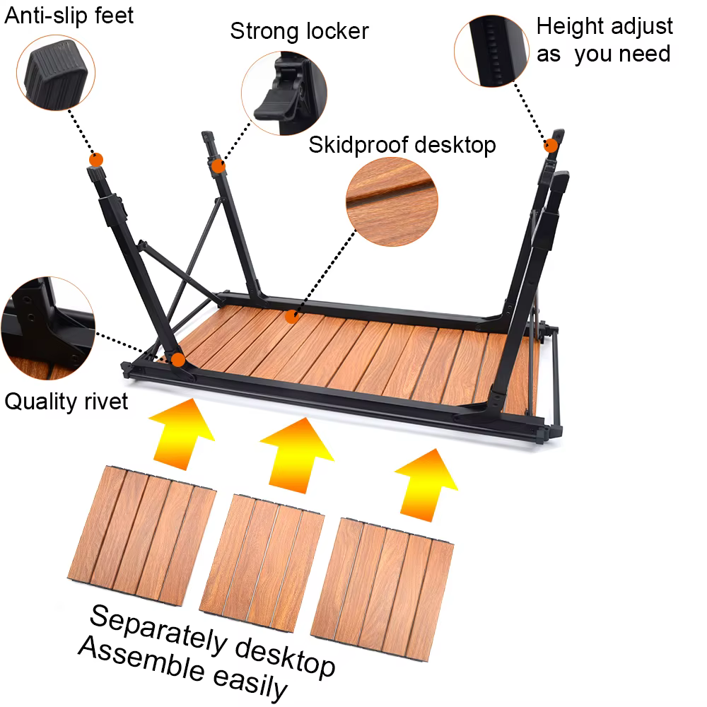 Table pliante et amovible en bois IGT, cuisinière à gaz, Portable et légère, pour barbecue, pique-ni