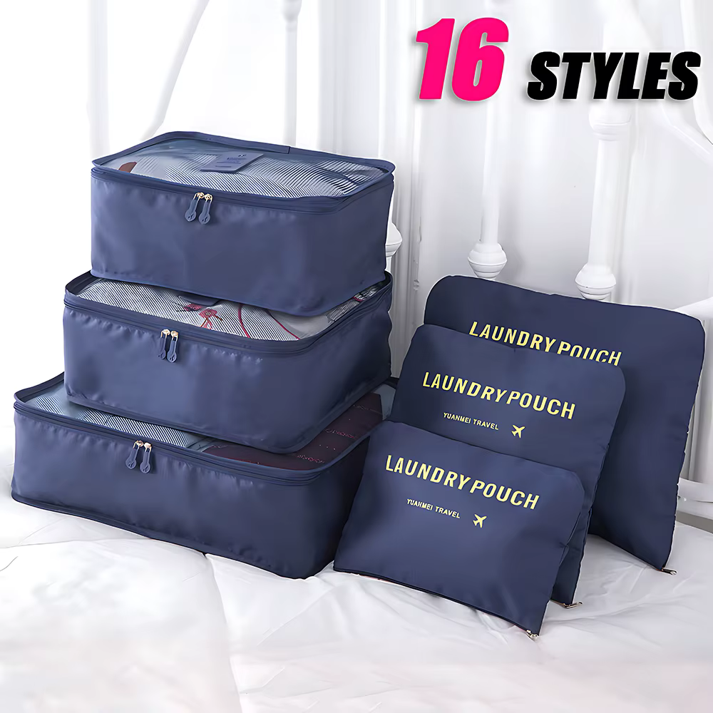 Organisateur de voyage de grande taille 6 pièces, organisateur de valise portable, vêtements chaussu