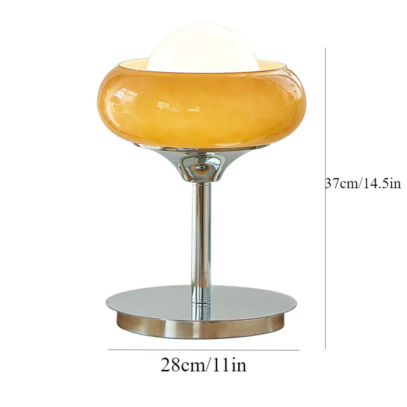 Evely Kevin-Lampadaire LED en verre, abat-jour en métal, lampe de table rétro, orange et rouge, lamp