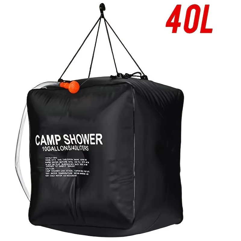 Sac de douche de camping 40L. Sac à eau portable pour l'extérieur avec grande capacité et douchette 