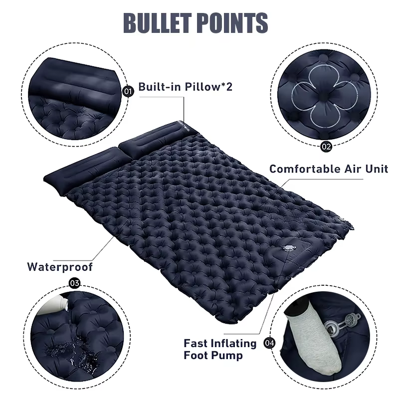 WESTTUNE-Matelas Gonflable Double avec Pompe à Oreiller spatirée, Coussin de Couchage Extérieur, Pol