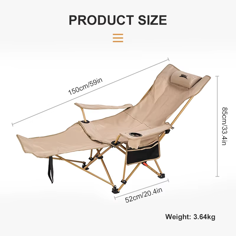 BRS – chaise de Camping inclinable 2 en 1, légère et pliante, avec dossier réglable et repose-pieds