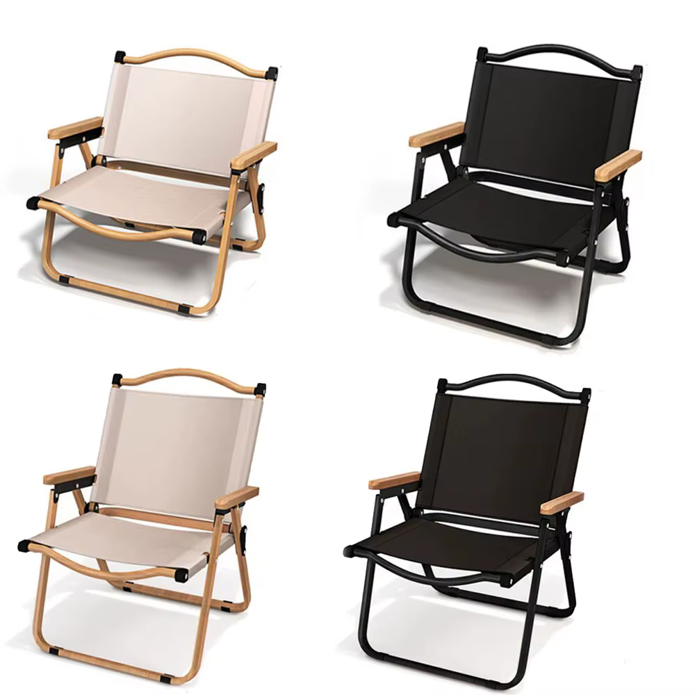 Chaise pliante portable en alliage d'aluminium et bois Mars, équipement de camping en plein air, 2 p