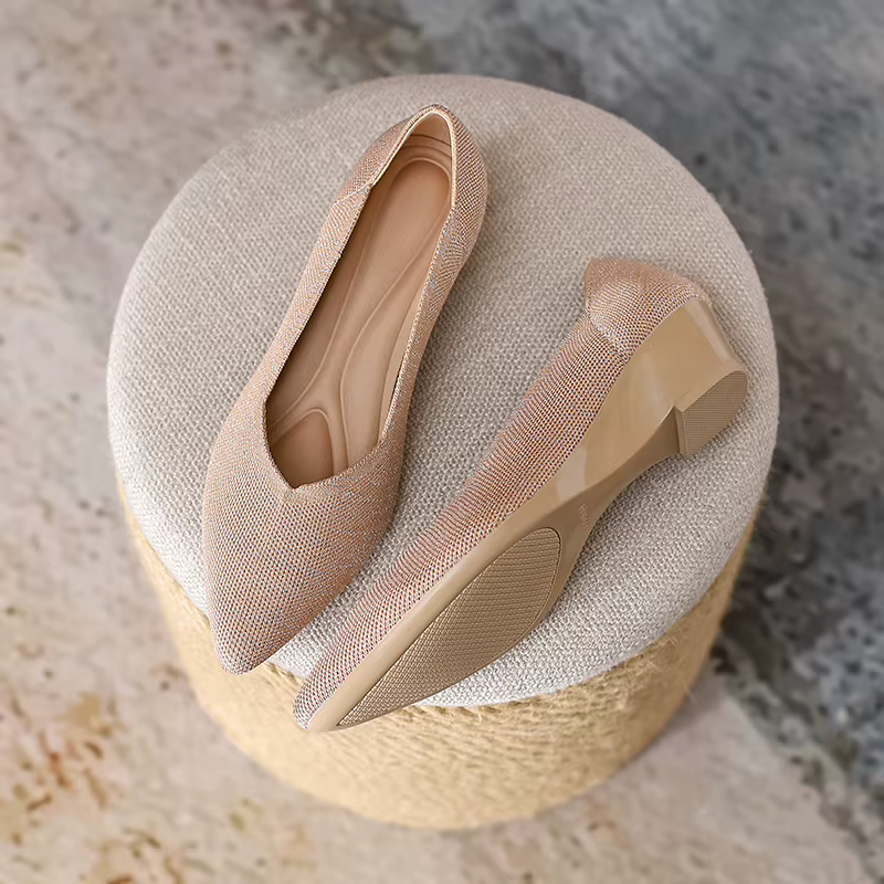 Chaussures tricotées à semelles compensées pour femmes, mocassins confortables à enfiler décontracté