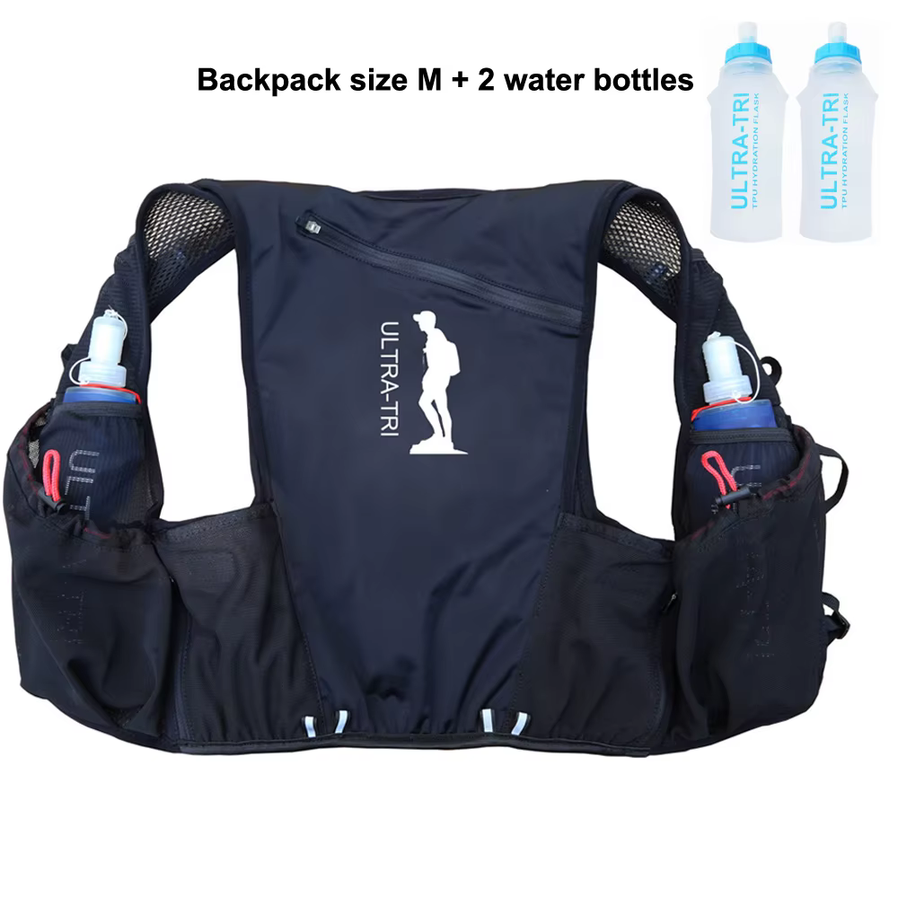 ULTRA-TRI Hydration Trail Running Sac à dos noir 10L avec 2 flacons souples