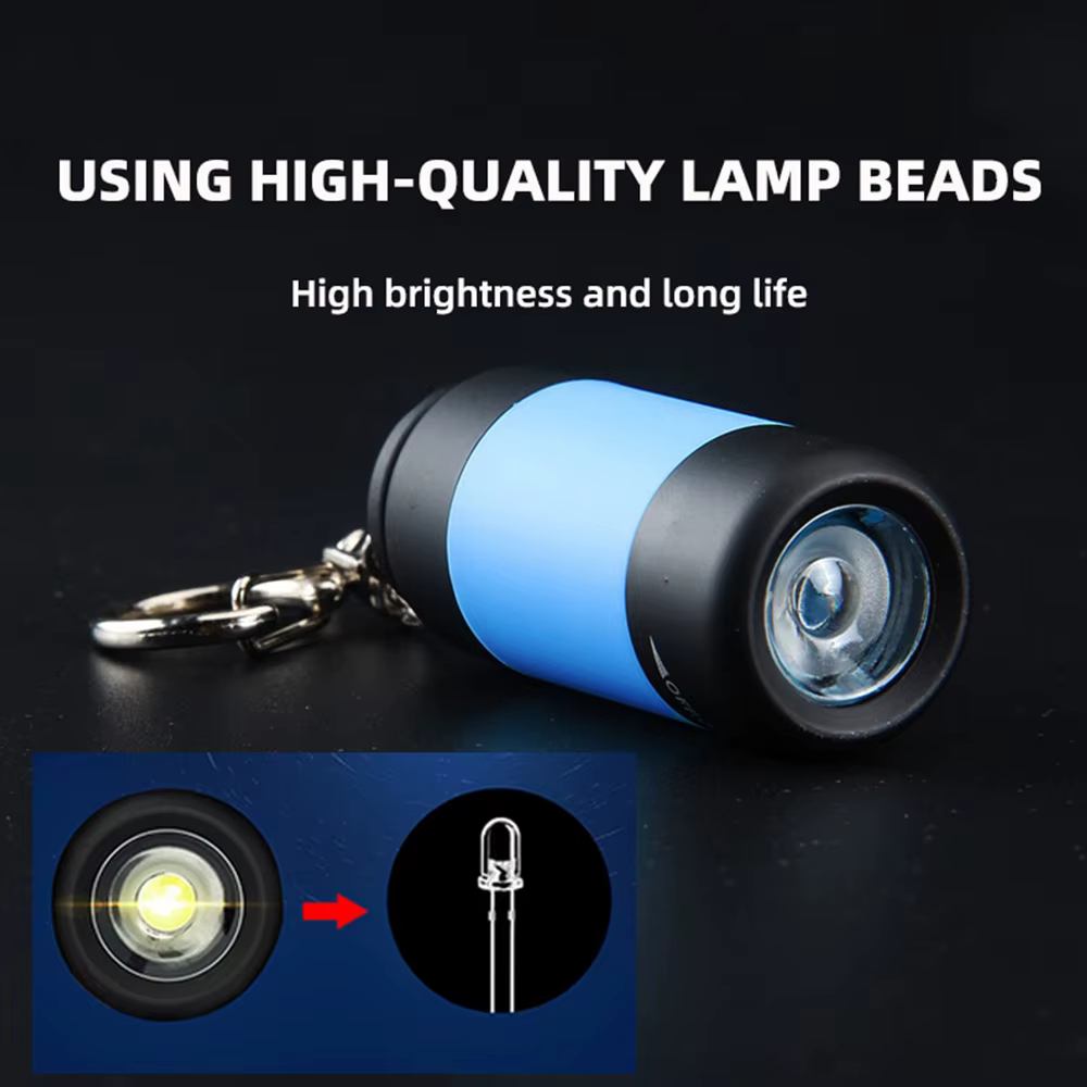 USB Rechargeable LED multifonctionnel forte lumière poche porte-clés lampe de poche étanche en plein