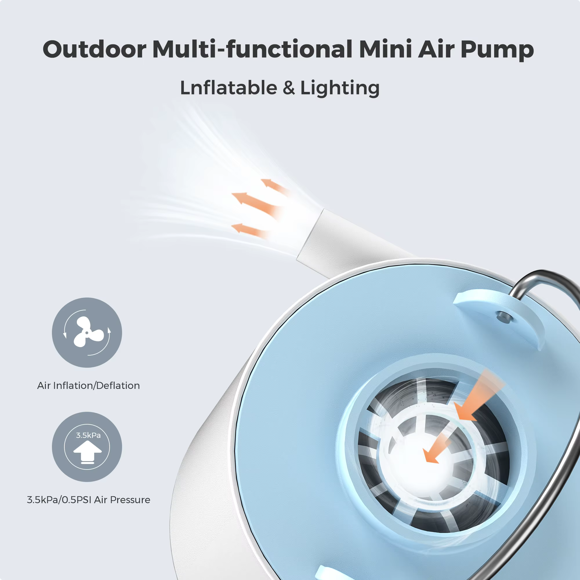 FLEXTAIL TINY PUMP X - Pompe à air de camping portable avec batterie de 1300 mAh rechargeable pour f