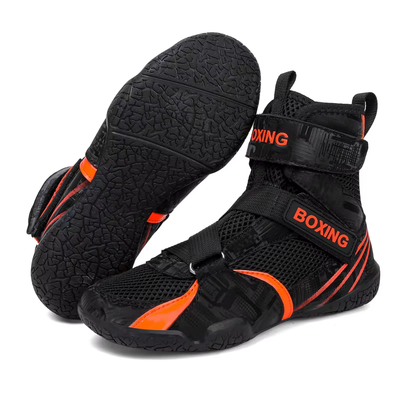 Chaussures de boxe pour enfants, baskets d'entraînement légères, blanches et noires, bottes de lutte