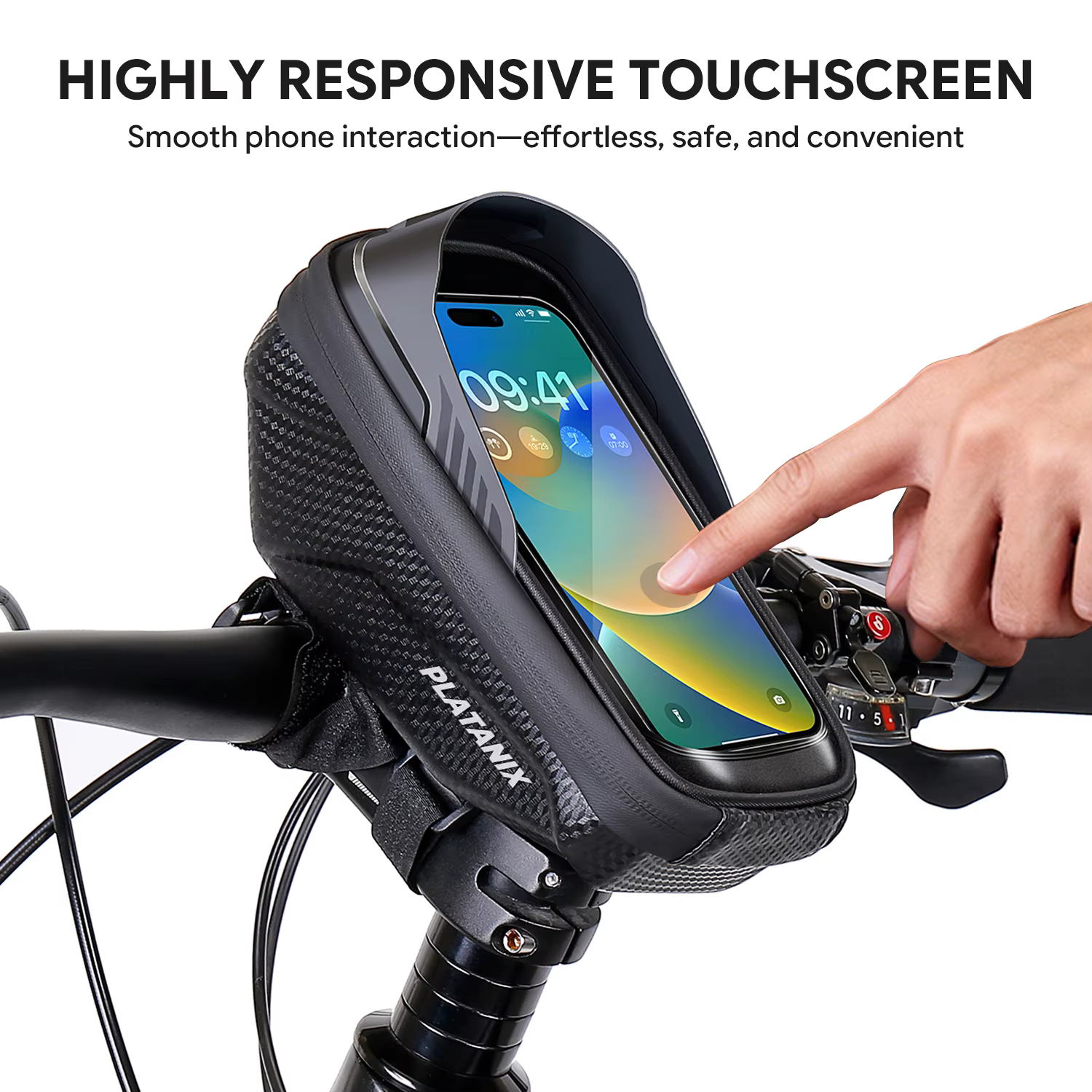 PLATANIX A1 Sac de guidon rigide en EVA pour VTT et vélo de route et pochette pour téléphone à fixer