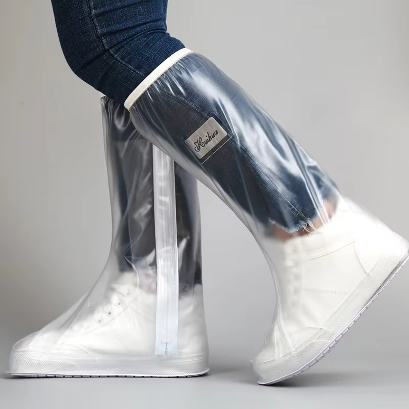 Couvre-chaussures à tube haut pour hommes et femmes, avec bord pressé et semelle épaisse, résistant 