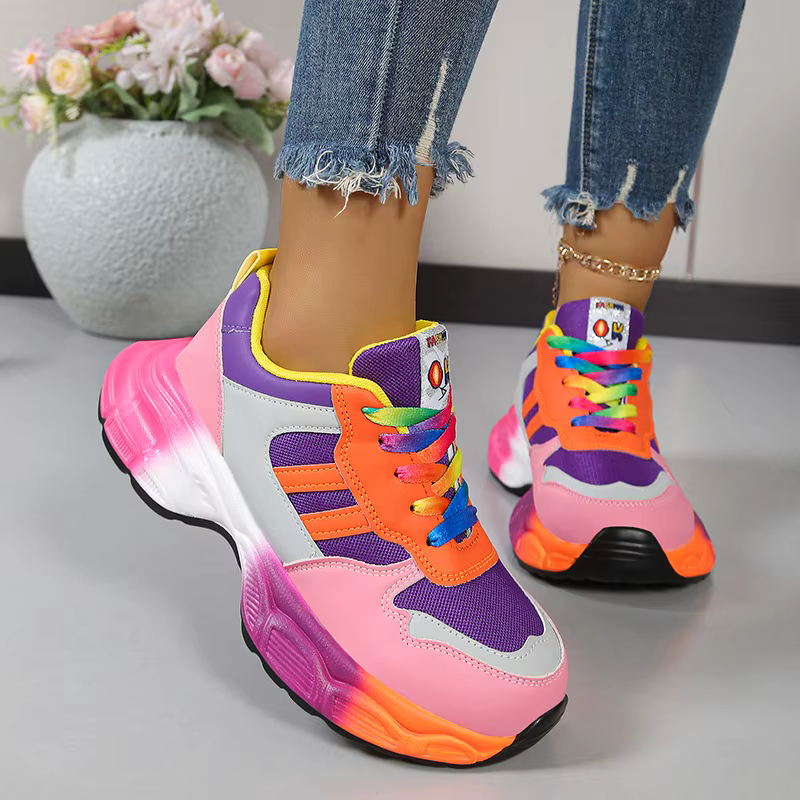 Nouvelles baskets plateforme respirantes pour femmes, chaussures de créateur tendance, mocassins sou