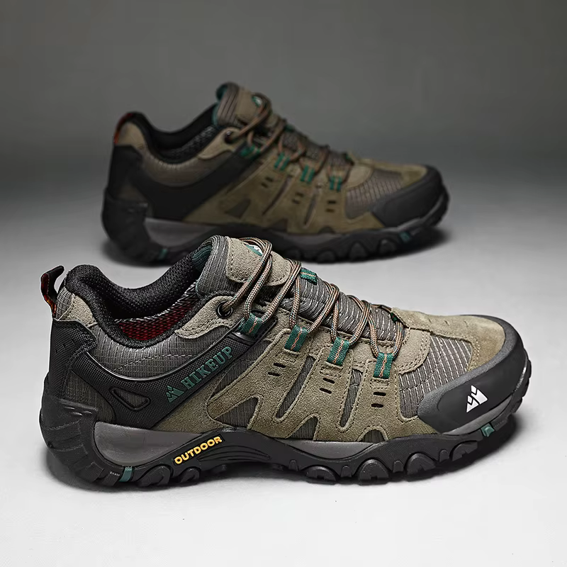 HIKEUP-Chaussures de randonnée en cuir suédé pour homme, baskets d'extérieur résistantes à l'usure,