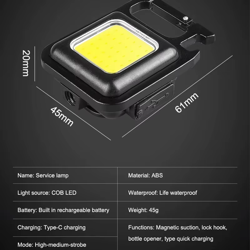 Mini lampe de poche LED COB, porte-clés EDC Super lumineux, lampe de poche d'urgence pour Camping en