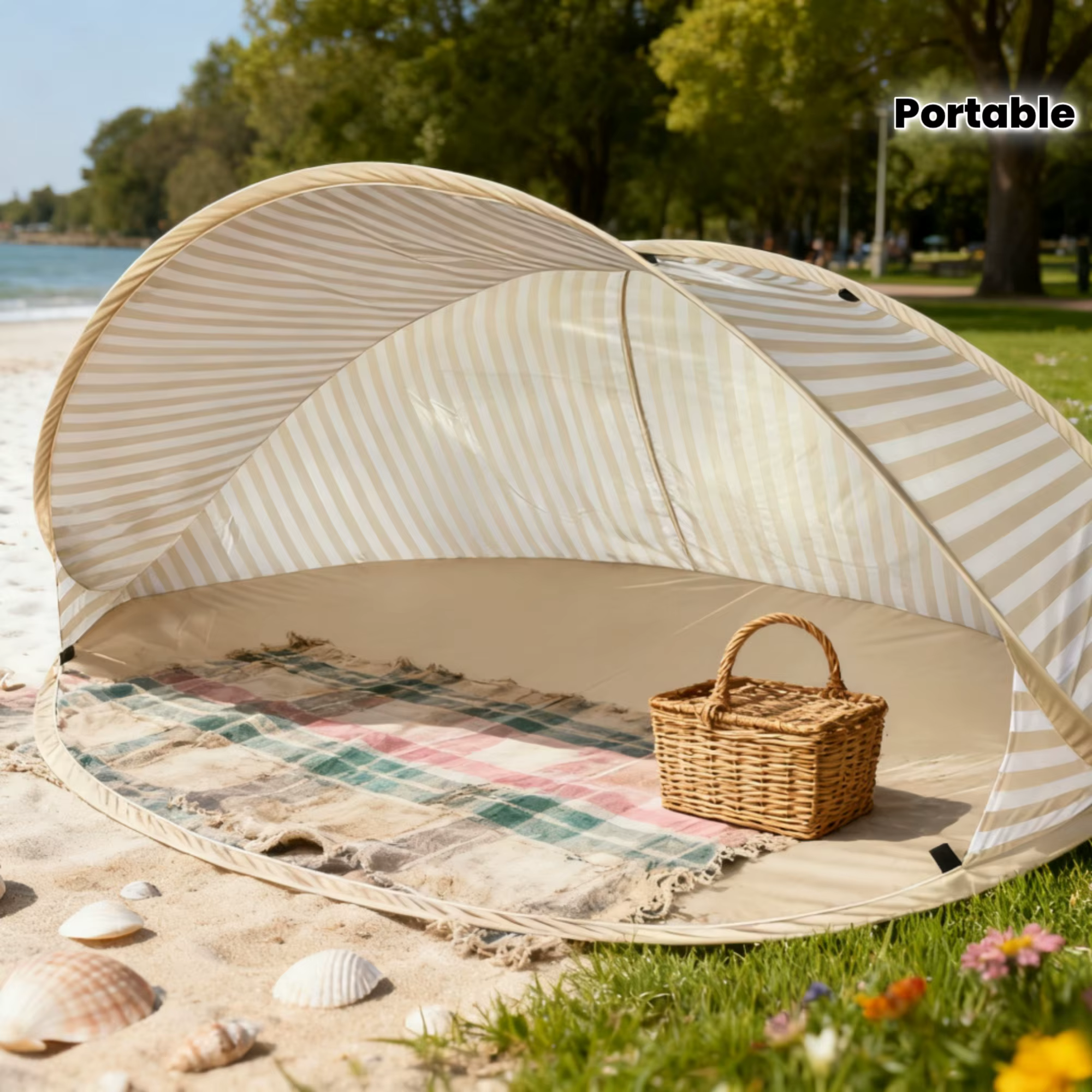 Tente de plage pour 2 personnes, installation rapide en 2 secondes, abri solaire pop-up sans assembl